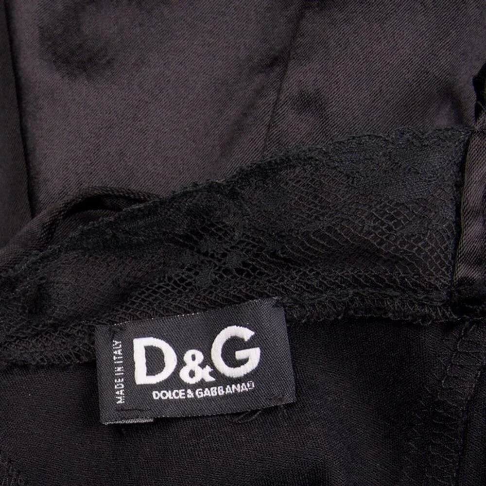 D&G by Dolce & Gabbana c. 2001 Corset Lace Up Bustier Black Dress 0